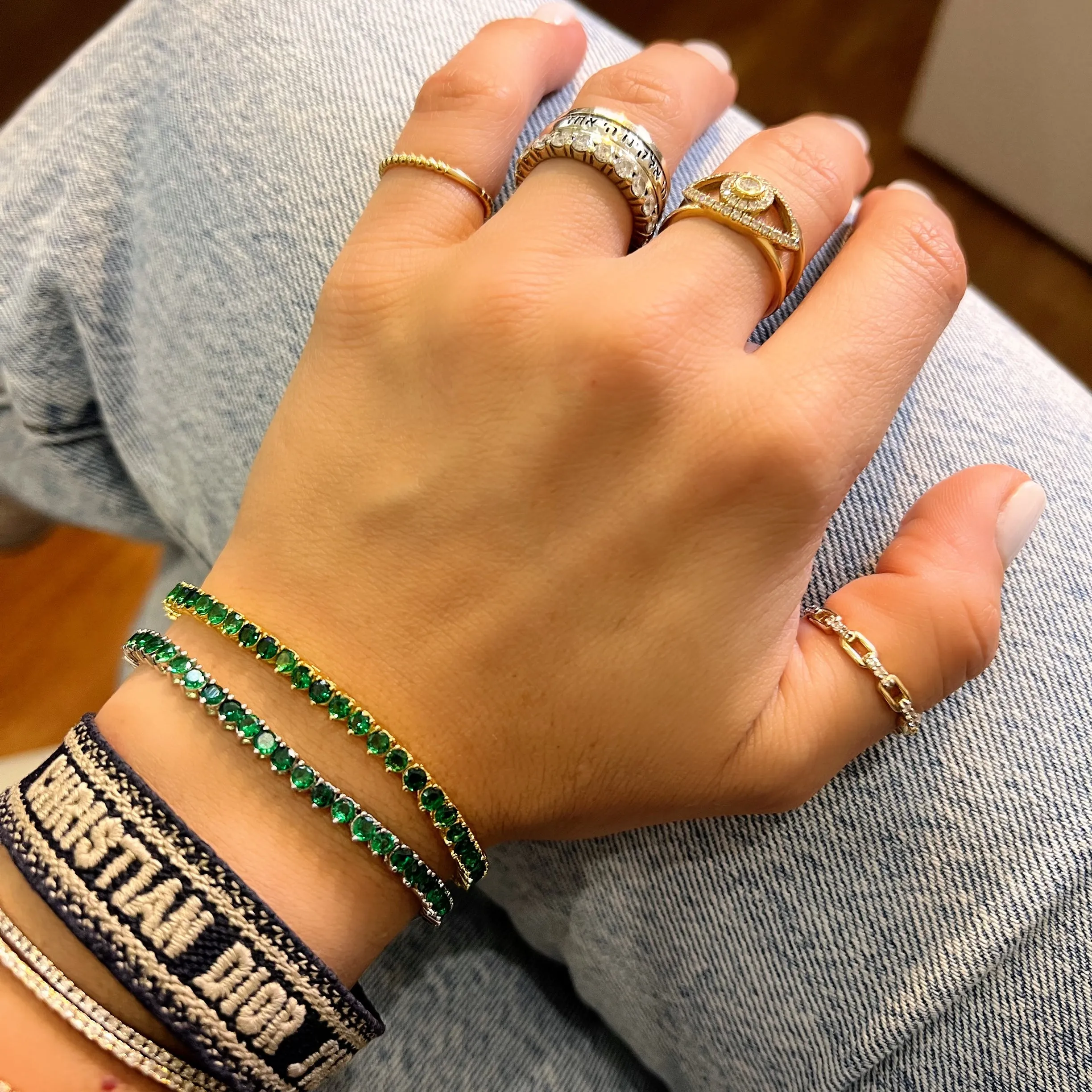 Ibiza Emerald Green CZ’s 3 Prong Tennis Bracelet
