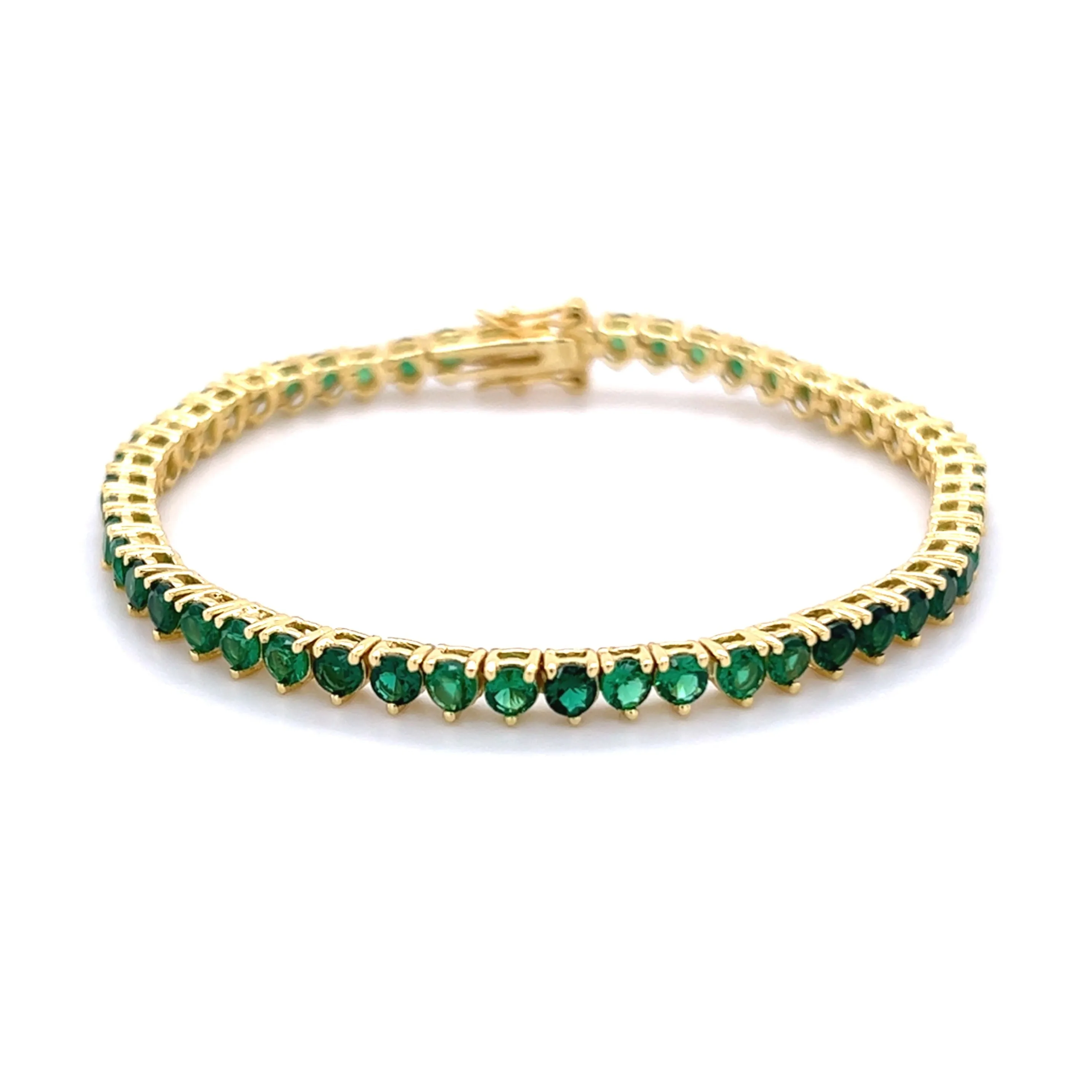Ibiza Emerald Green CZ’s 3 Prong Tennis Bracelet