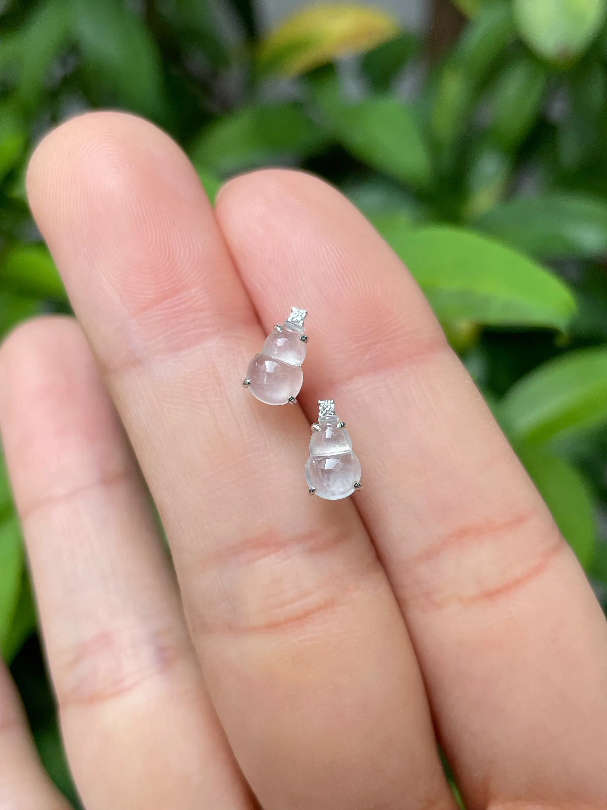 Icy Jadeite Earrings - Hu Lu 葫芦 (NJE065)