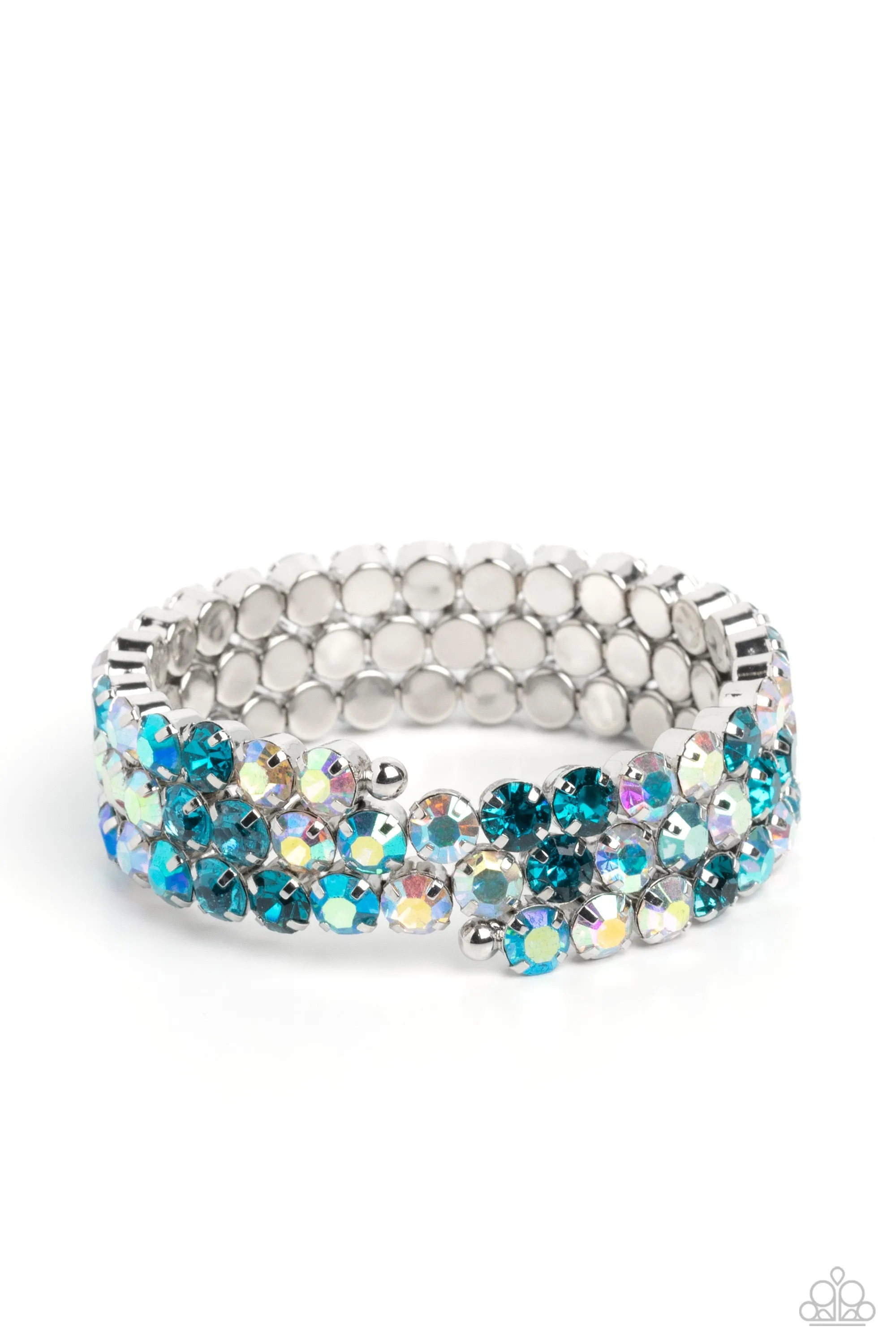 Iridescent Incantation - Blue and Iridescent Coil Bracelet - Paparazzi Accessories