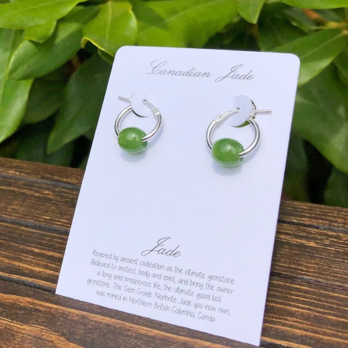 Jade Earrings on Sterling Silver Hoops