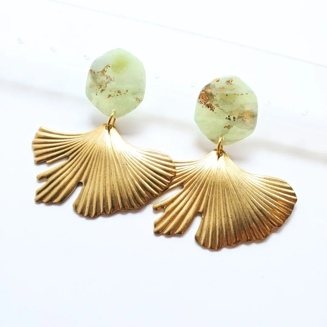 Jade Inspired Gingko Statement Earrings