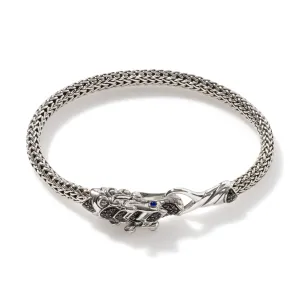 JOHN HARDY MEDIUM STELRING SILVER SAPPHIRE AND BLACK SPINEL NAGA HERITAGE BRACELET