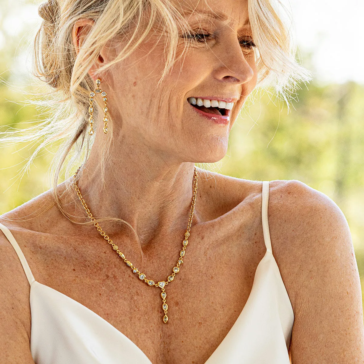 Joie Petite Lariat Necklace - Gold/Cubic Zirconia