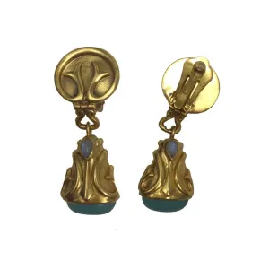 Julie Vos Earrings: Lafayette Clip-On, Chalcedony & Moonstone
