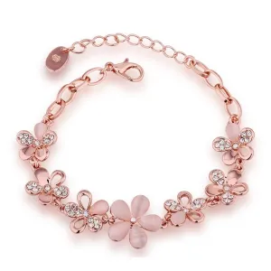 Kairangi Bracelet for Women and Girls Rose Gold Bracelet | Rose Gold Plated Floral Shaped Opal Bracelets for Women | Birthday Gift For girls and women Anniversary Gift for Wife