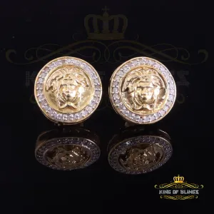 King of Blings-0.20ct Diamond 925 Sterling Yellow Silver for Men's & Womens Stud Medusa Earring