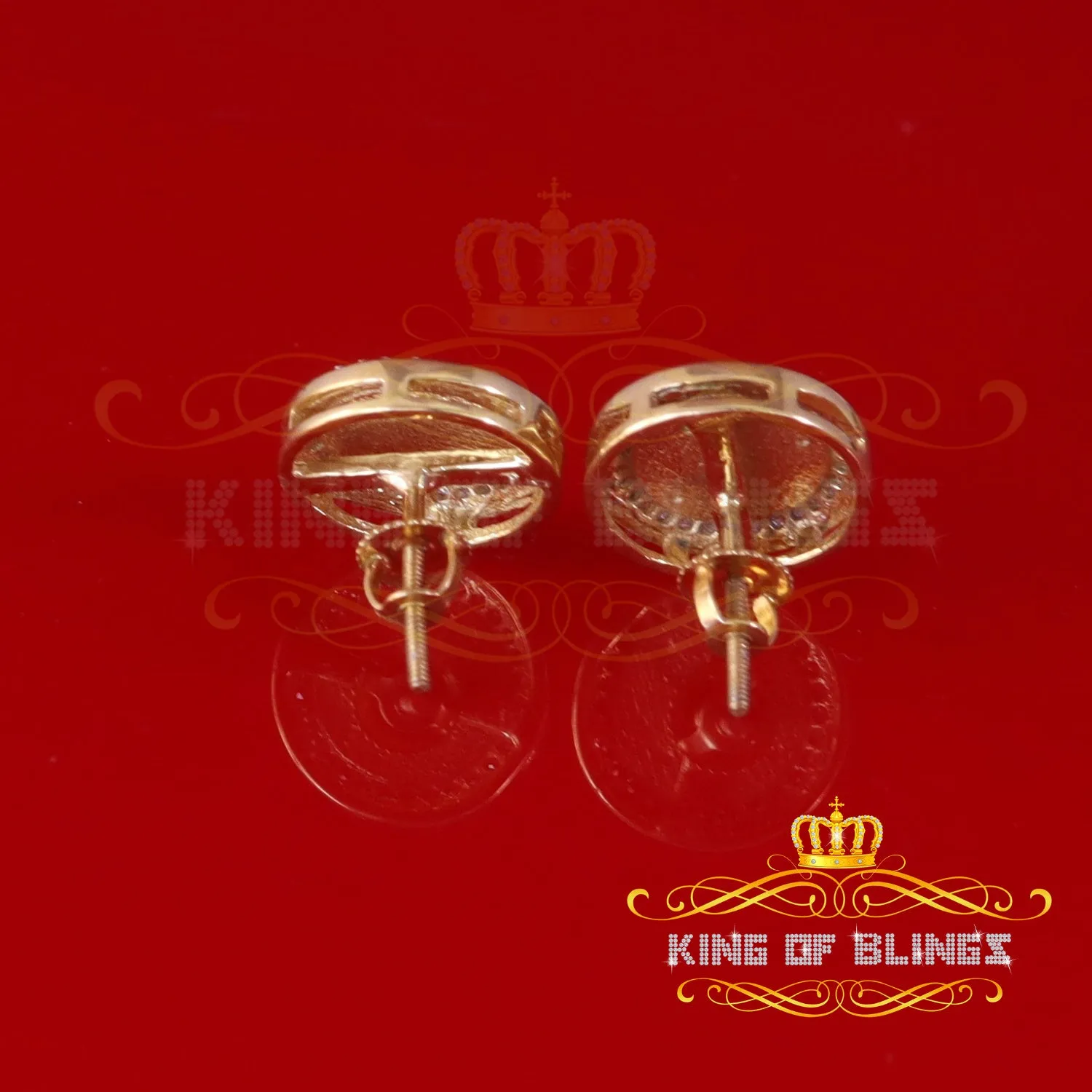 King of Blings-0.20ct Diamond 925 Sterling Yellow Silver for Men's & Womens Stud Medusa Earring
