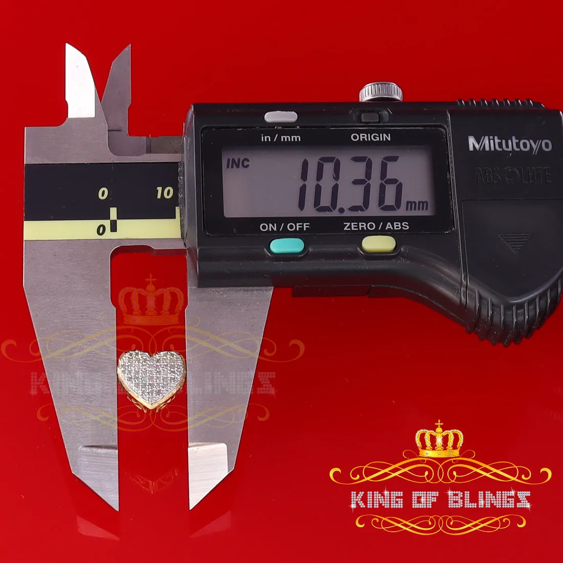 King of Blings-Aretes Para Hombre Heart 925 Yellow Silver 0.20ct Diamond Women's /Gents Earring