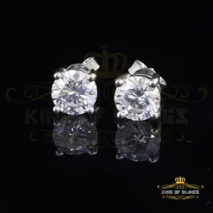 King of Bling's Mens & Womens stud 925 silver White 3.00ct VVS 'D' Moissanite Stud Earrings