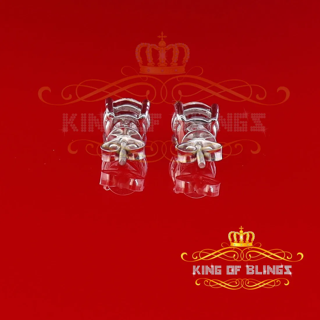 King of Bling's Mens & Womens stud 925 silver White 3.00ct VVS 'D' Moissanite Stud Earrings