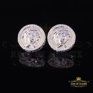 King of Bling's Men's/Women's 925 Silver White 0.50 ct VVS 'D' Moissanite Medusa Stud Earrings