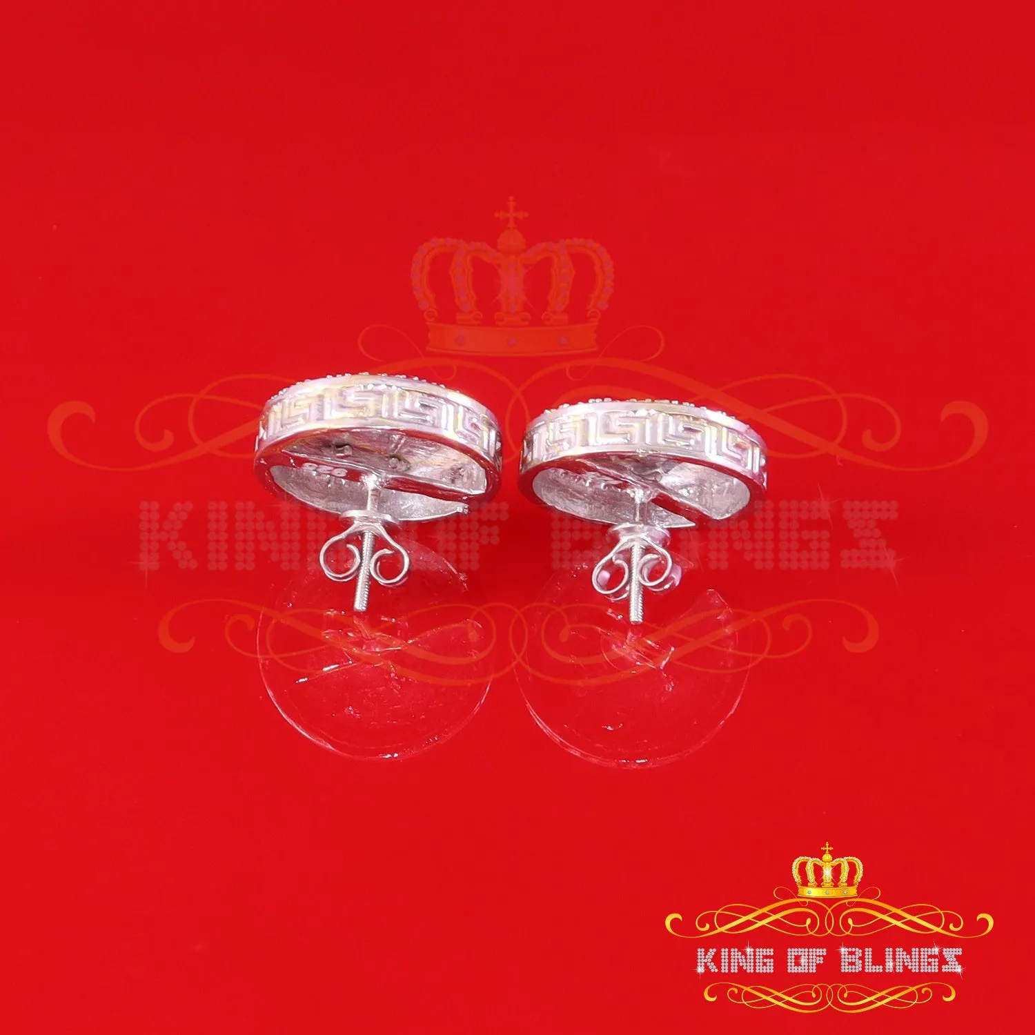 King of Bling's Men's/Women's 925 Silver White 0.50 ct VVS 'D' Moissanite Medusa Stud Earrings