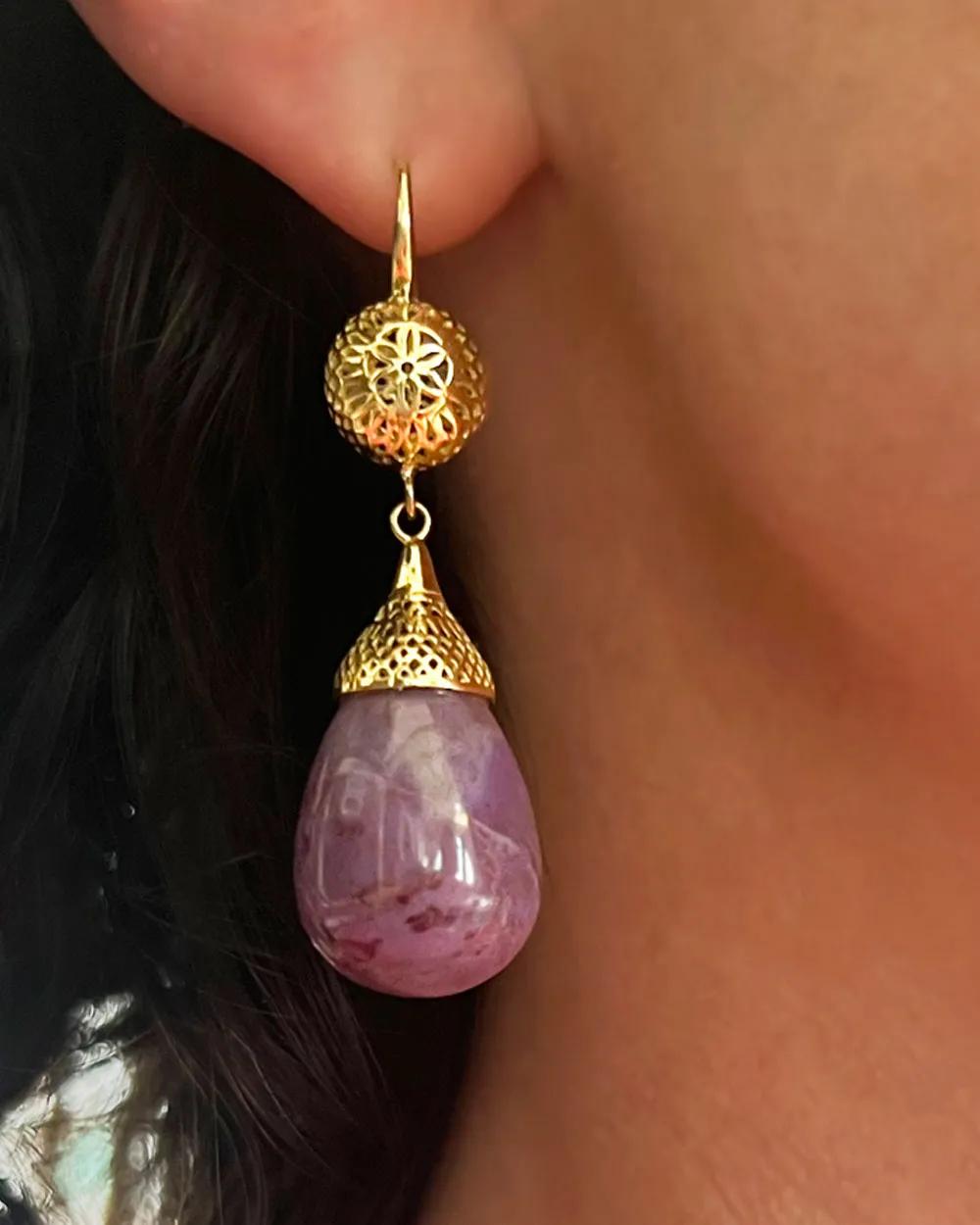 Lavender Jade Drop Earrings