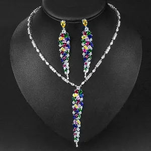 Luxy Moon Silver Chain Cubic Zirconia Wedding Jewelry Sets