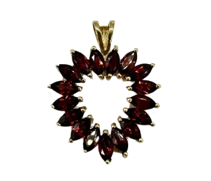 Marquise Garnet Heart-Shaped Pendant