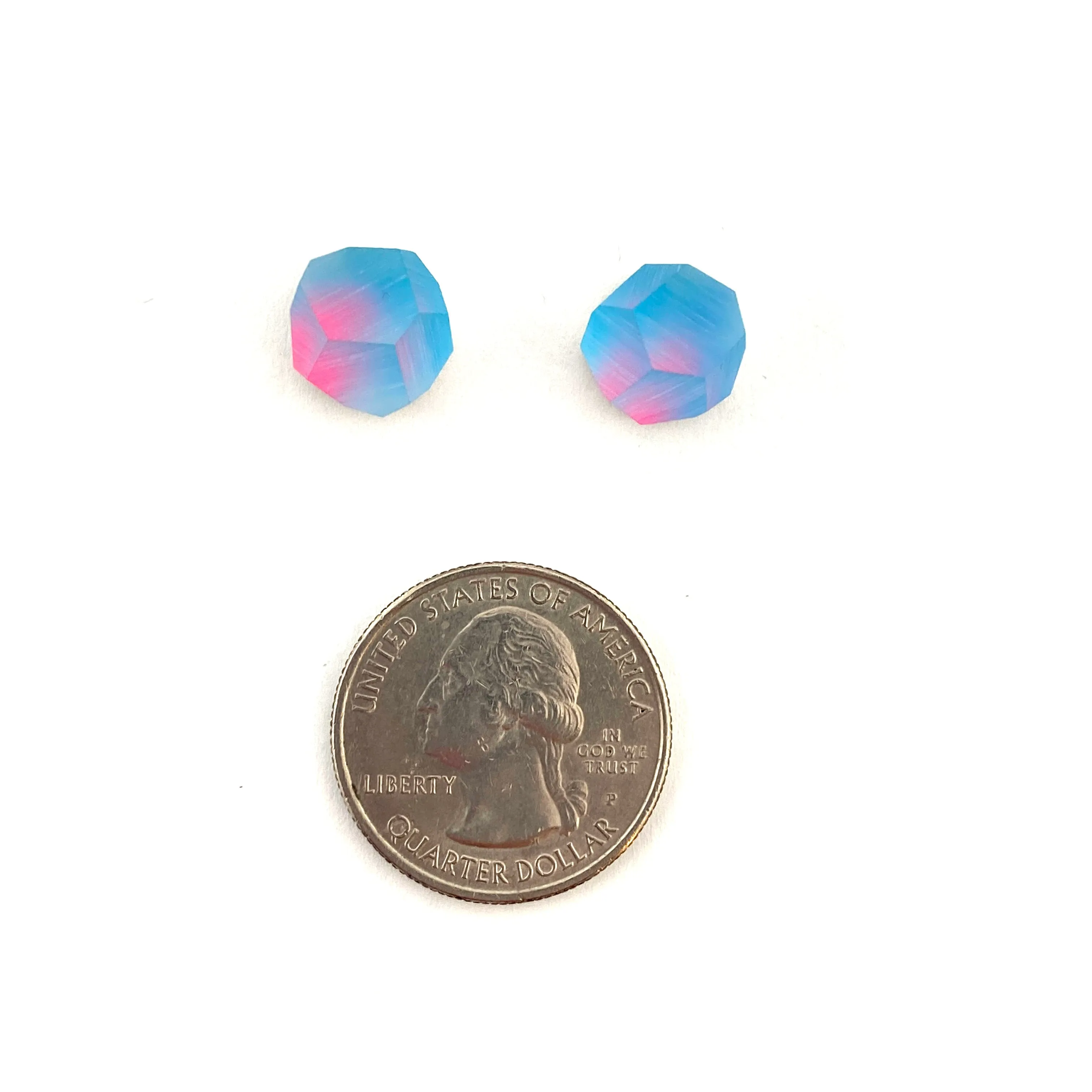 Medium Aura Blue/Pink Crystal Studs