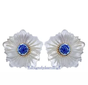 Medium Floral Chinoiserie Coin Bead Earrings