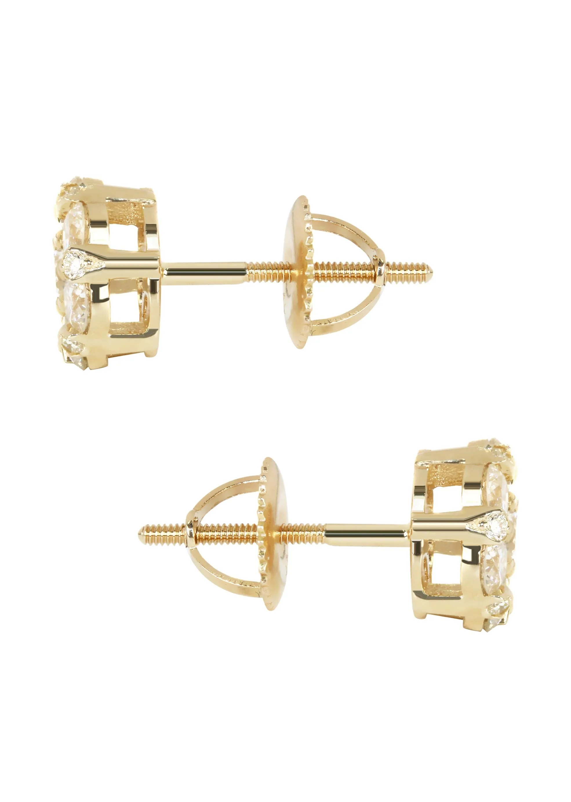 Mens Stud Diamond Earrings | 1.25 Carats 14K Yellow Gold