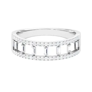Minimal Baguette and Round Cut Diamond Wedding Band Ring