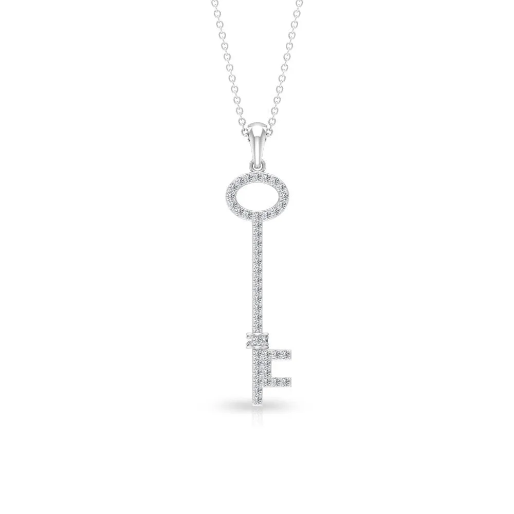 Modern Cubic Zirconia Key Pendant Necklace