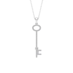 Modern Cubic Zirconia Key Pendant Necklace