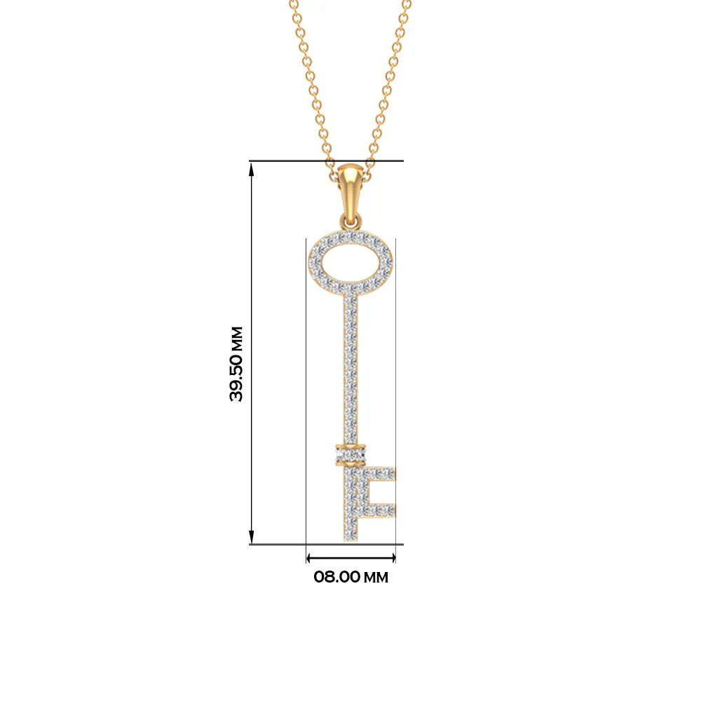 Modern Cubic Zirconia Key Pendant Necklace
