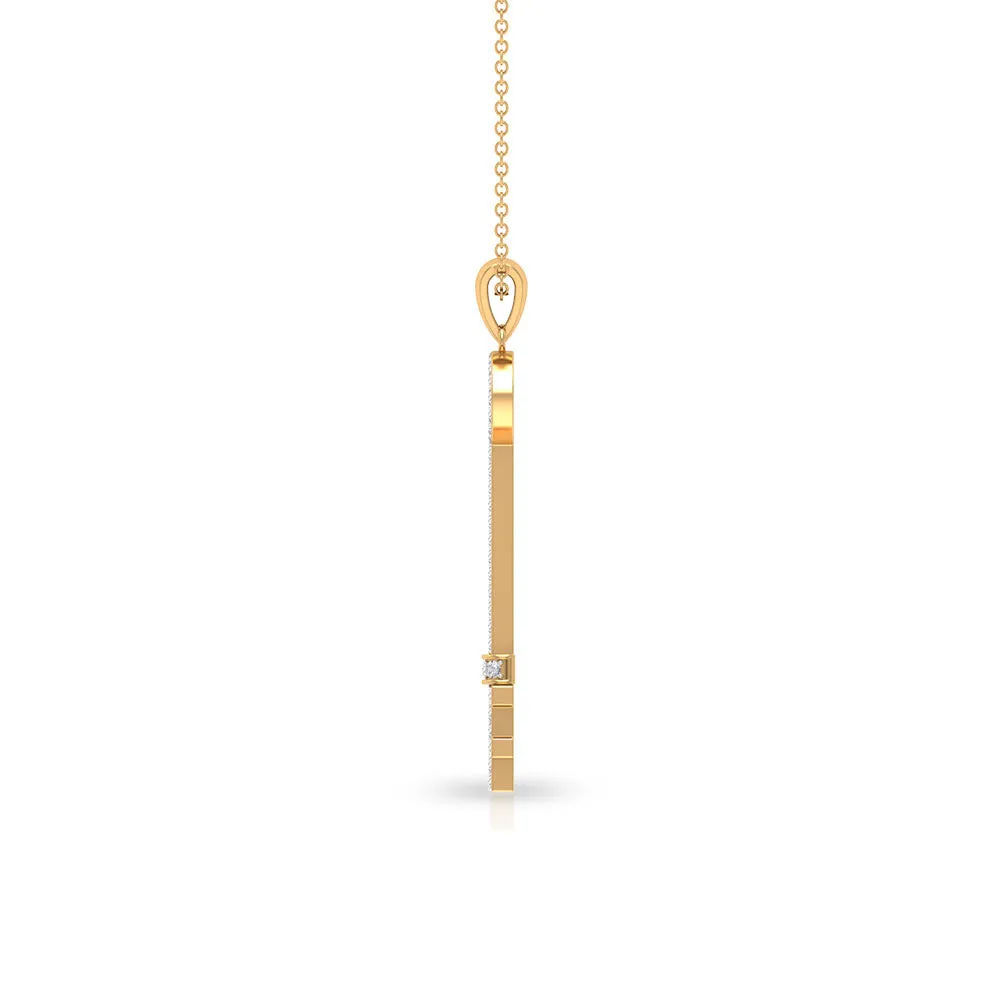 Modern Cubic Zirconia Key Pendant Necklace
