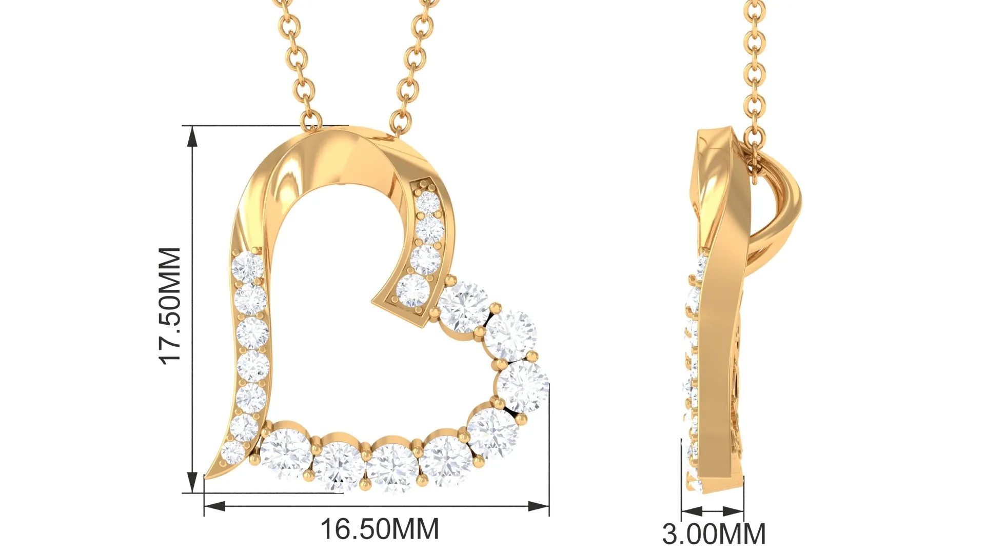 Moissanite Open Heart Pendant Necklace