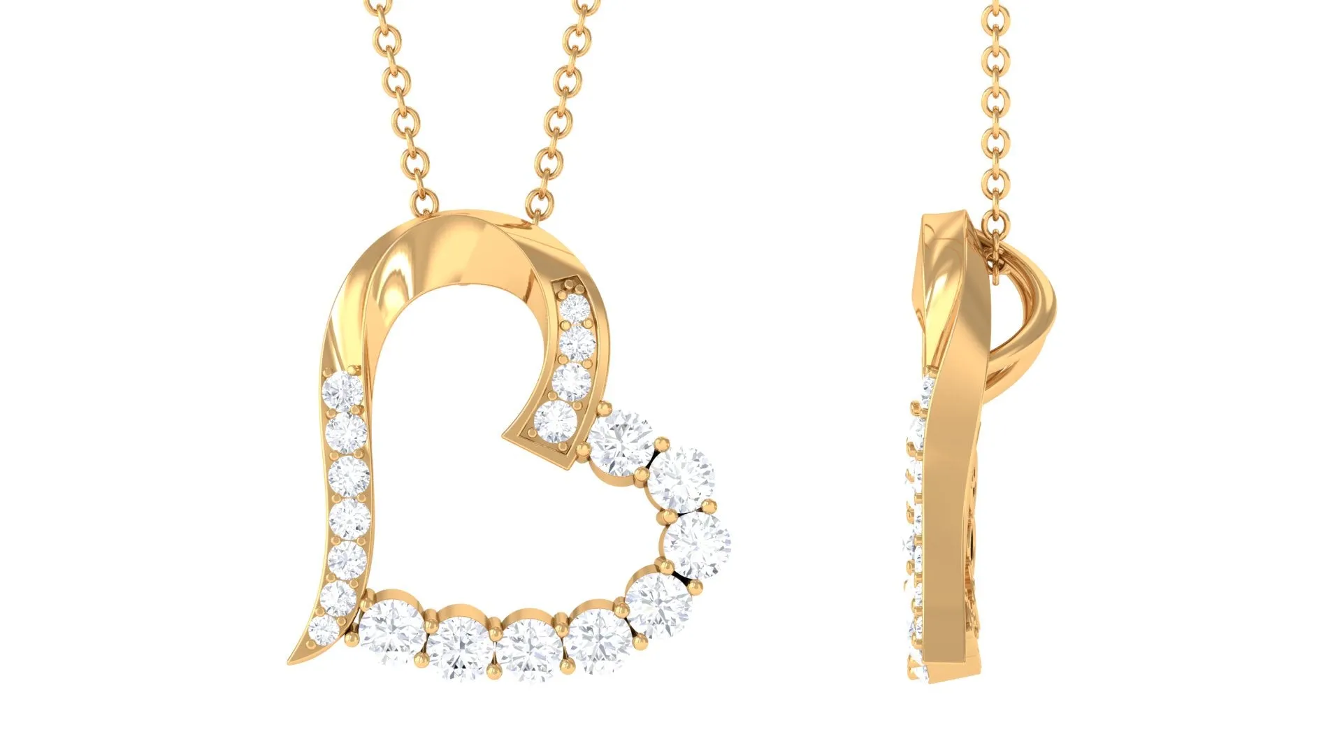 Moissanite Open Heart Pendant Necklace