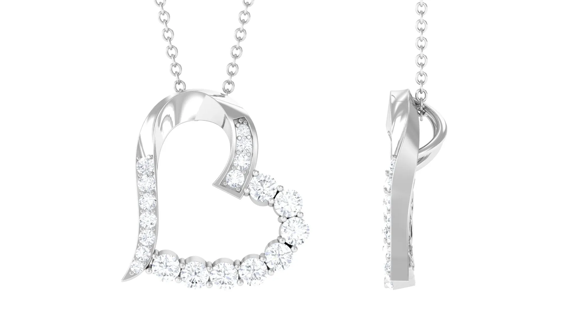 Moissanite Open Heart Pendant Necklace