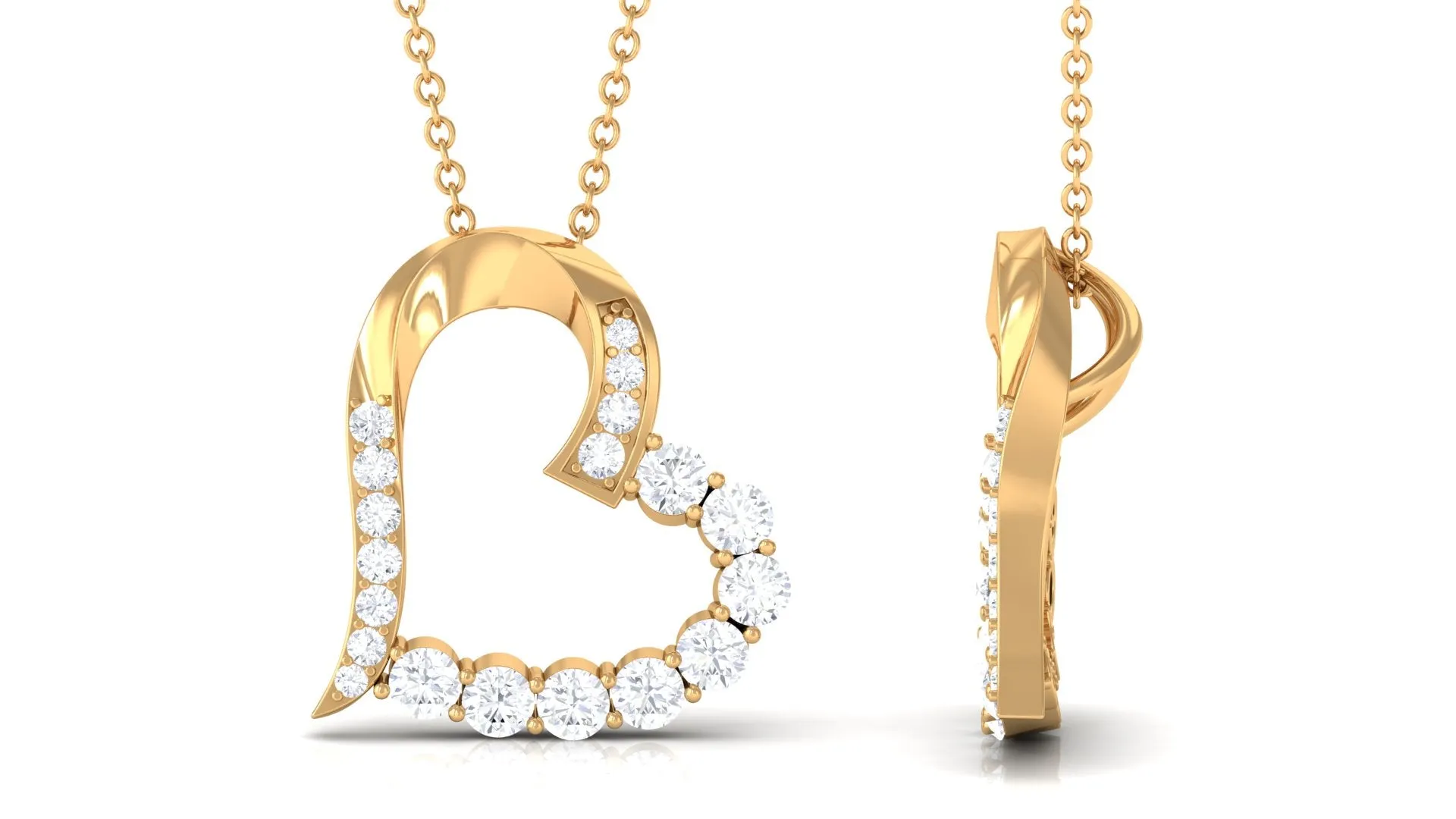Moissanite Open Heart Pendant Necklace