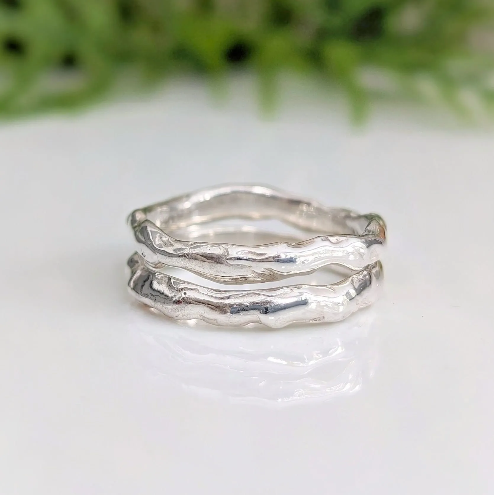 Molten Silver wedding band