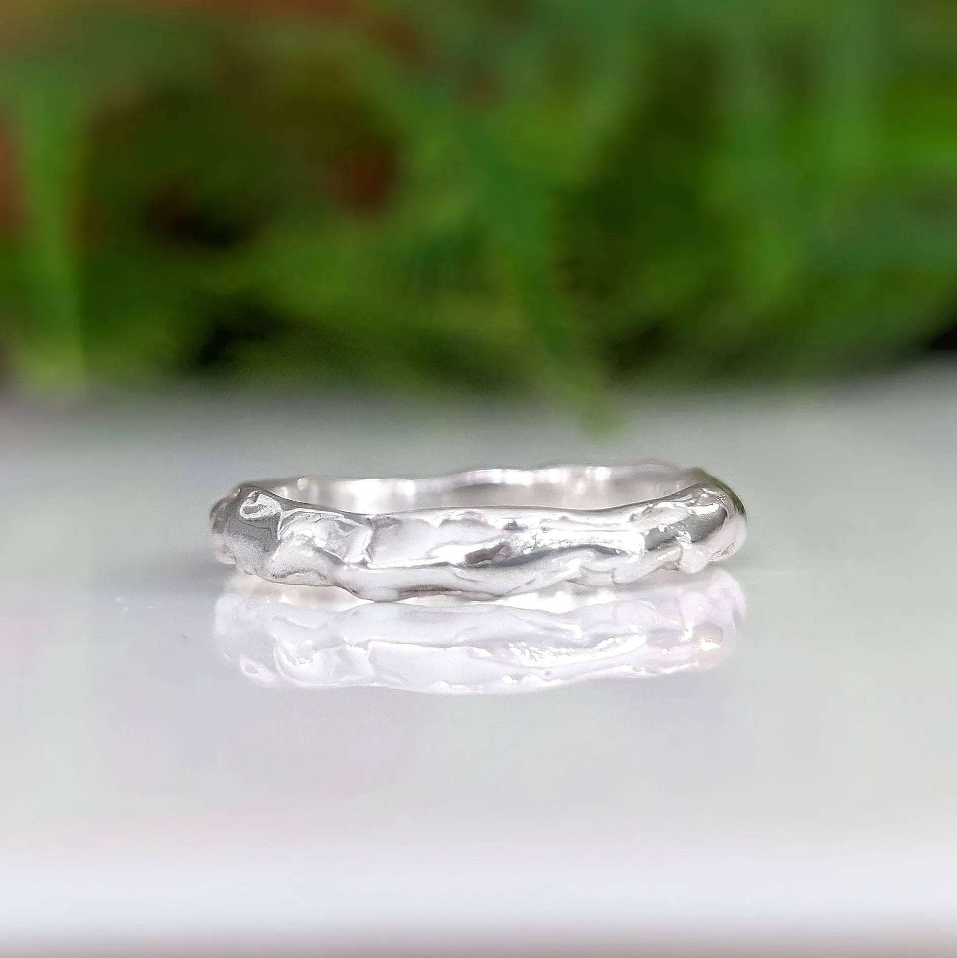 Molten Silver wedding band
