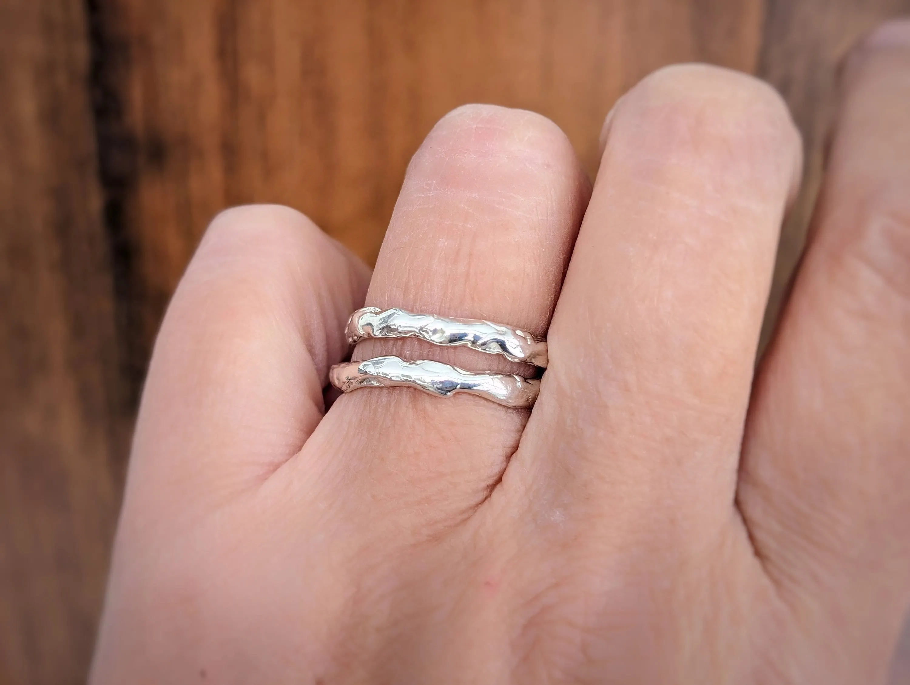 Molten Silver wedding band