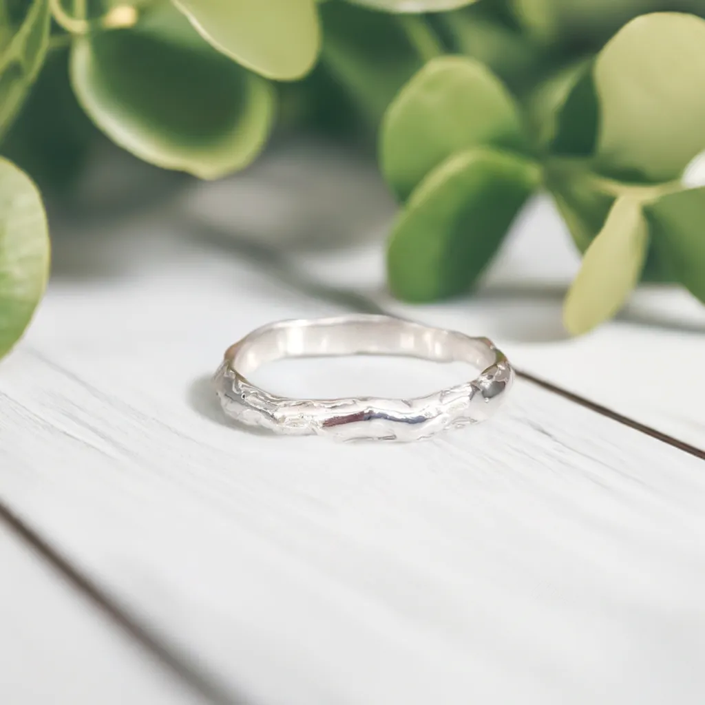 Molten Silver wedding band