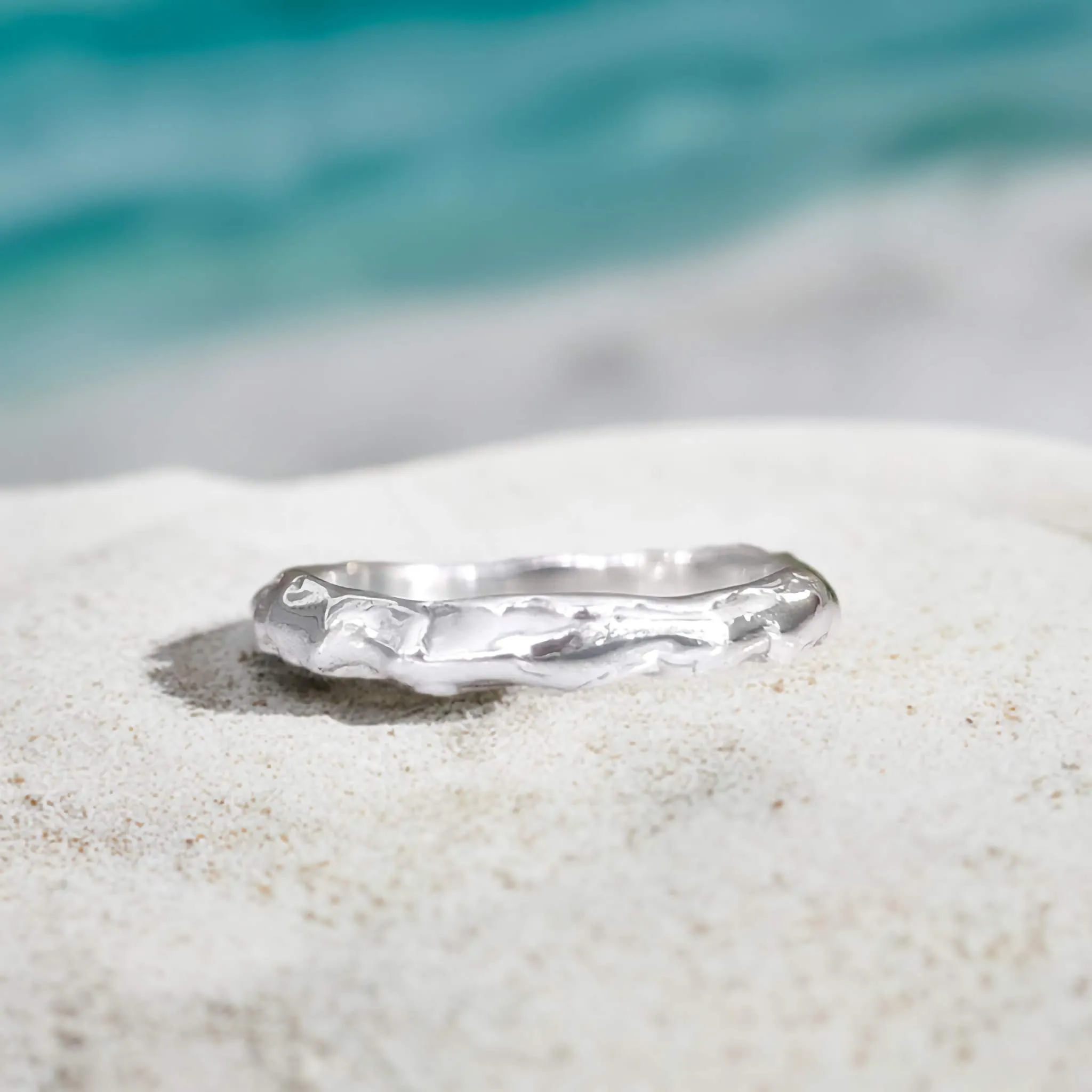 Molten Silver wedding band