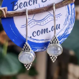 MOONSTONE BUBBLES - MOONSTONE 925 SILVER HOOK EARRINGS