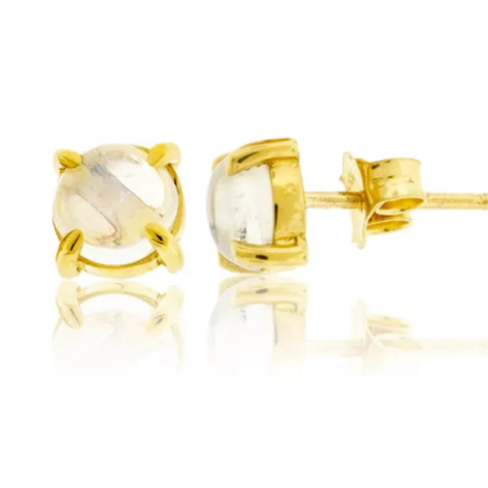 Moonstone Cabochon Stud Earrings