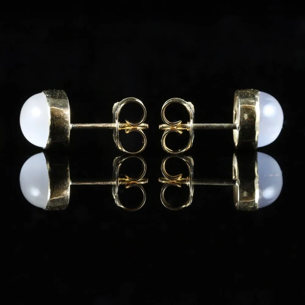 Moonstone Gold Stud Earrings Beautiful Moonstones 9Ct Gold