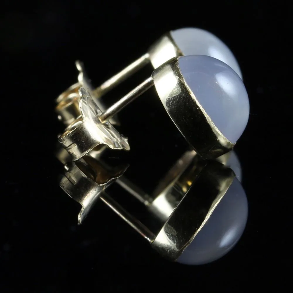 Moonstone Gold Stud Earrings Beautiful Moonstones 9Ct Gold