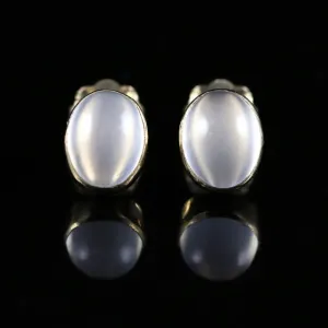 Moonstone Gold Stud Earrings Beautiful Moonstones 9Ct Gold