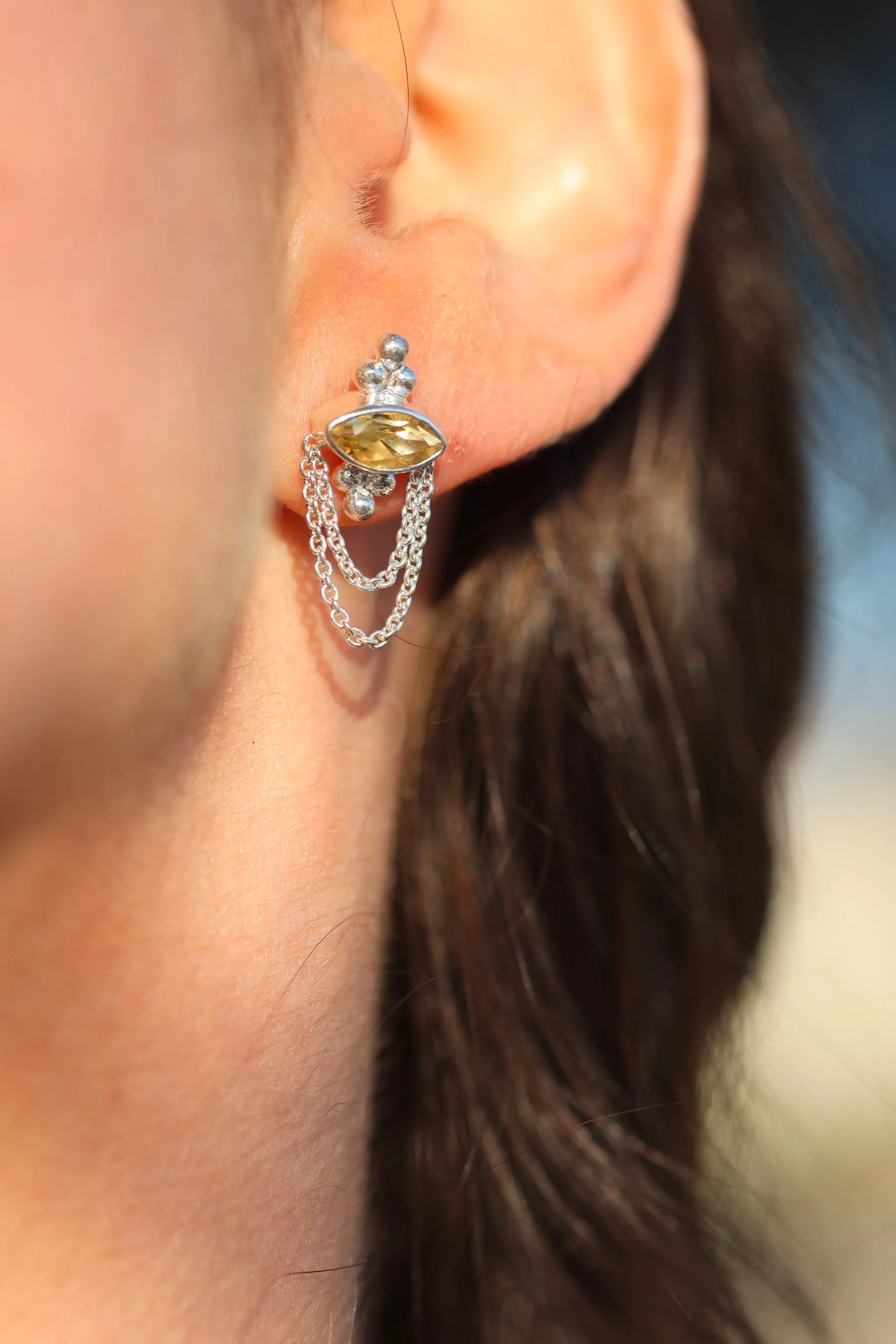 Natalia Silver Citrine Studs