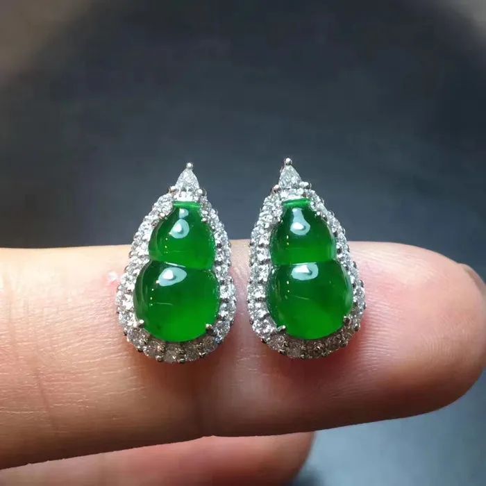 Natural Jade Earrings Jadeite Earrings NEG12