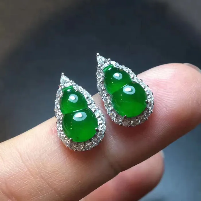 Natural Jade Earrings Jadeite Earrings NEG12