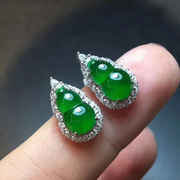 Natural Jade Earrings Jadeite Earrings NEG12
