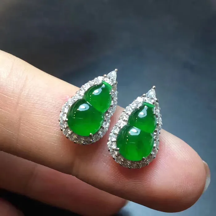 Natural Jade Earrings Jadeite Earrings NEG12