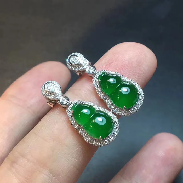 Natural Jade Earrings Jadeite Earrings NEG17