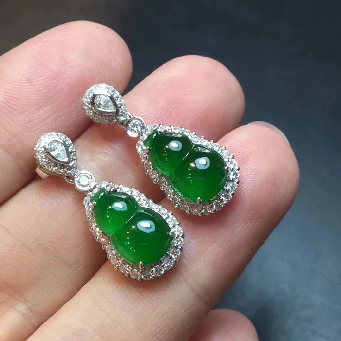 Natural Jade Earrings Jadeite Earrings NEG17
