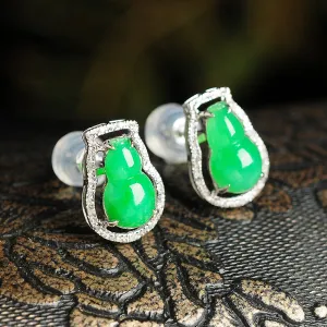 Natural Jade Earrings Jadeite Gold Earrings EG10